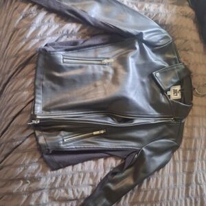 H&M Men's Gray Faux Leather Jacket